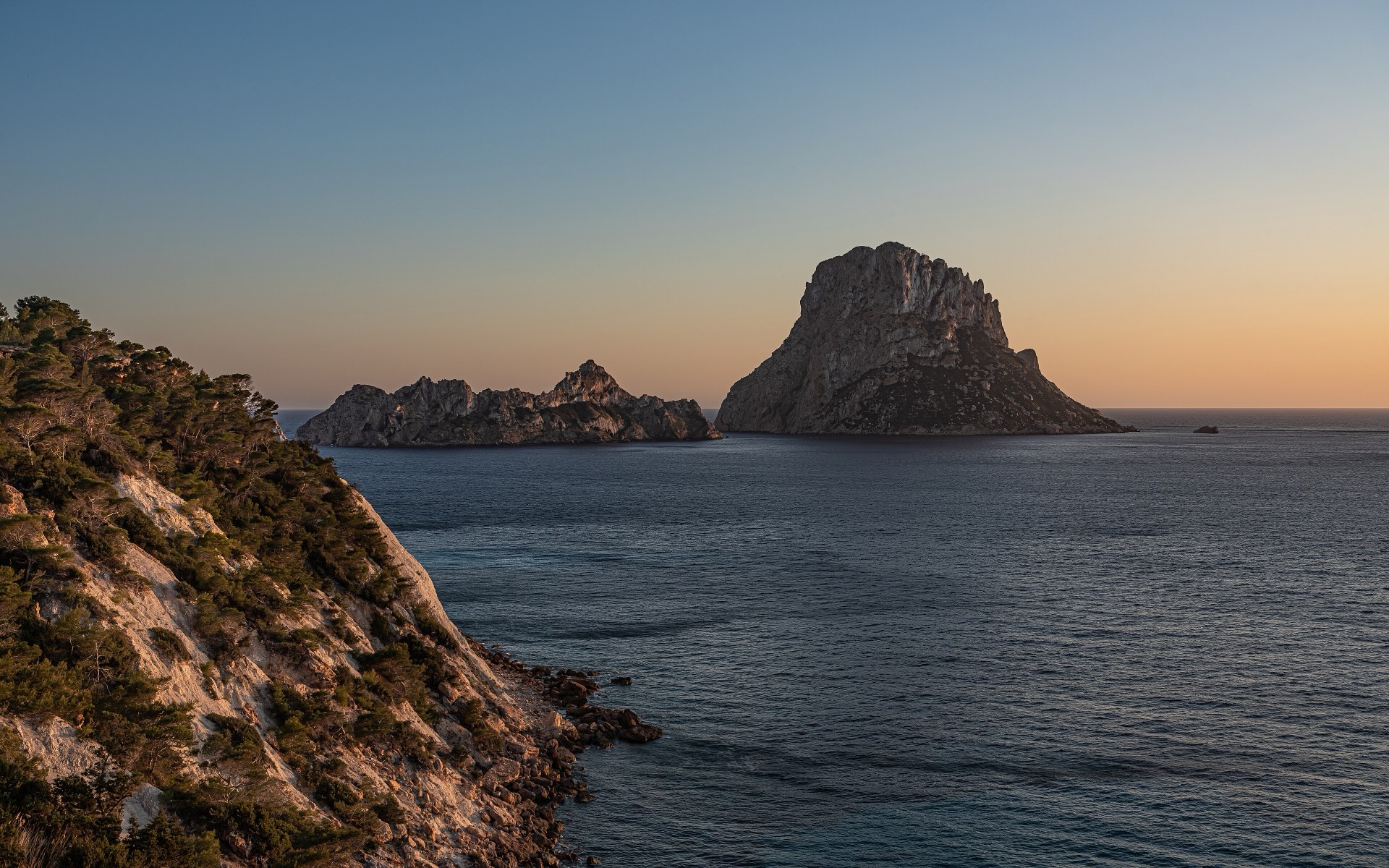 The islet of Es Vedrà off the Ibiza coast at sunset